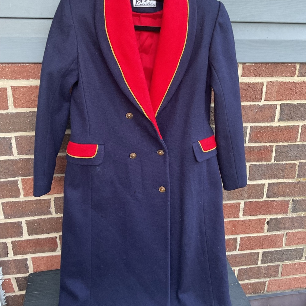Rothschild Women's Trench Coat in Navy and Red